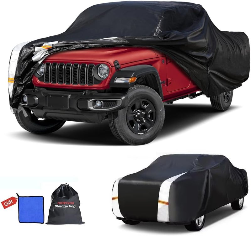 Cotryvox Jeep Gladiator Truck Cover Custom Fit 1999-2026 Crew Cab Short Bed(5') with Door Zipper, 10 Layers Outdoor Heavy Pickup Truck Cover Waterproof All Weather, Wind Dust Sun Protector. - Image 1